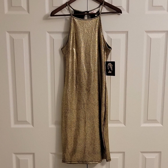 Marilyn Monroe Dress, Women's Gold Foil Bodycon Dress, Size Medium - Picture 3 of 10